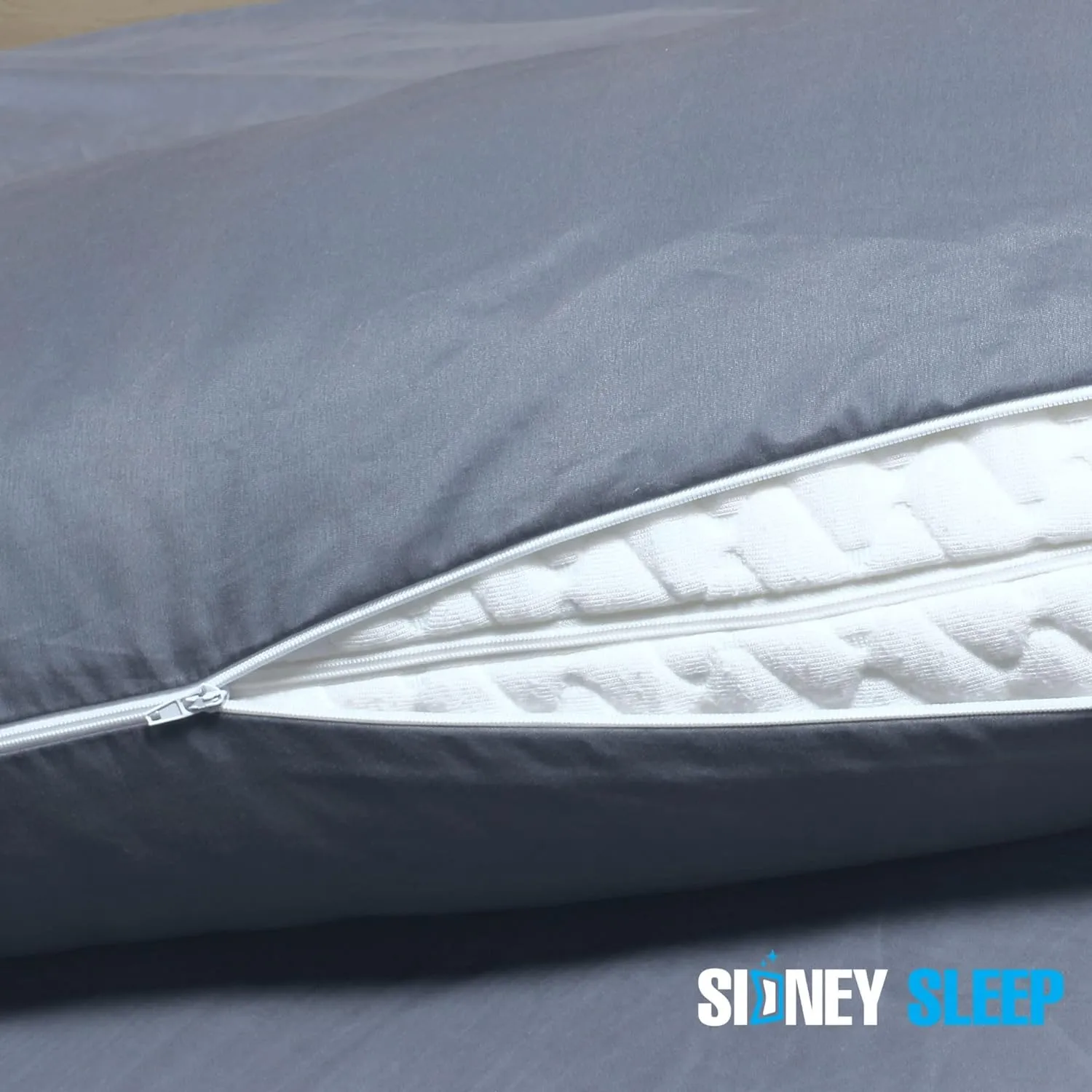 Sidney Sleep Curved Pillow Covers - Full Length Zipper Closure - Premium Soft Brushed Microfiber - 20 x 37 Inches - Fits Curved Side Sleeping Pillows (King, Grey)