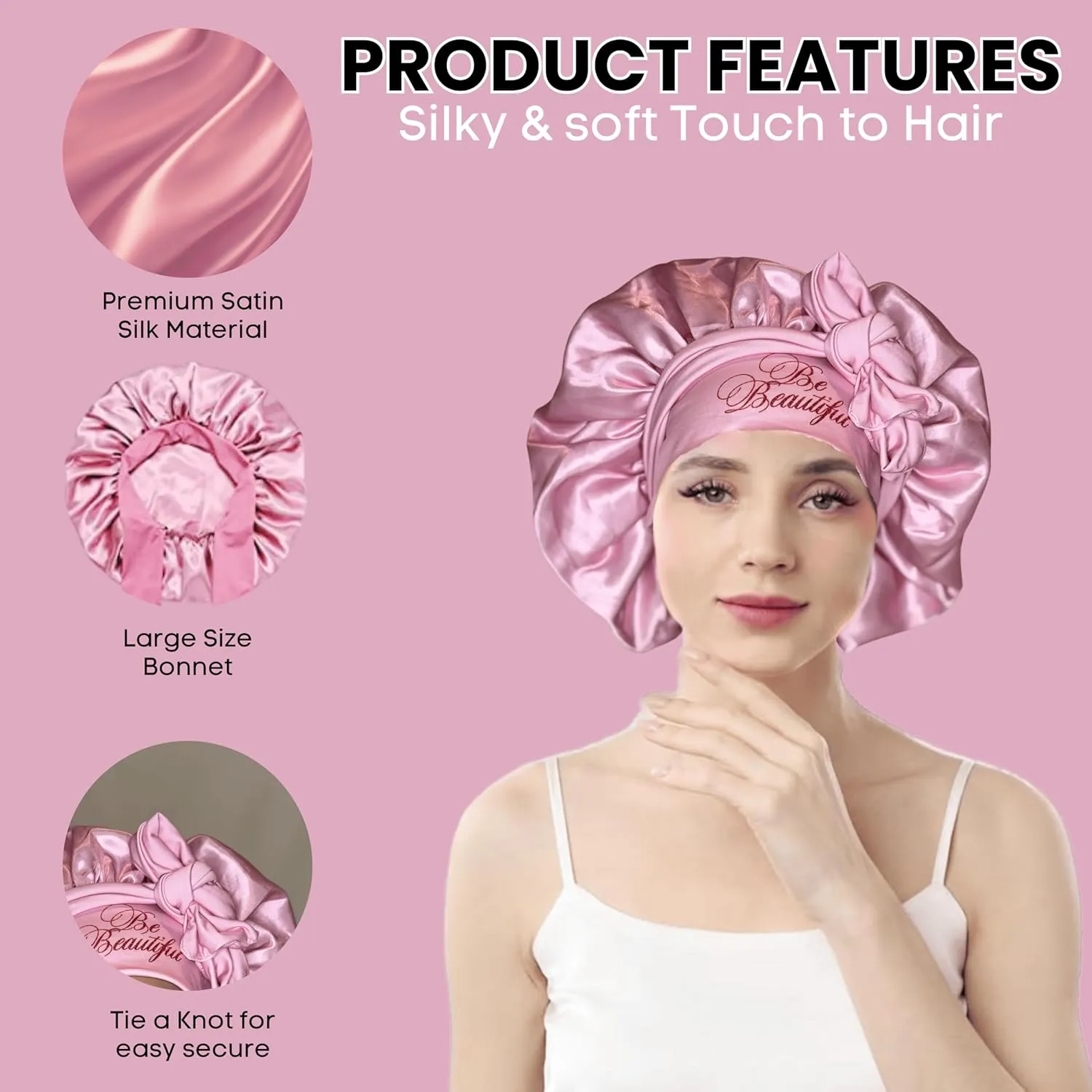 Silk Sleeping Bonnets for Hair Health Protection, Moisture Retention, Frizz-Free