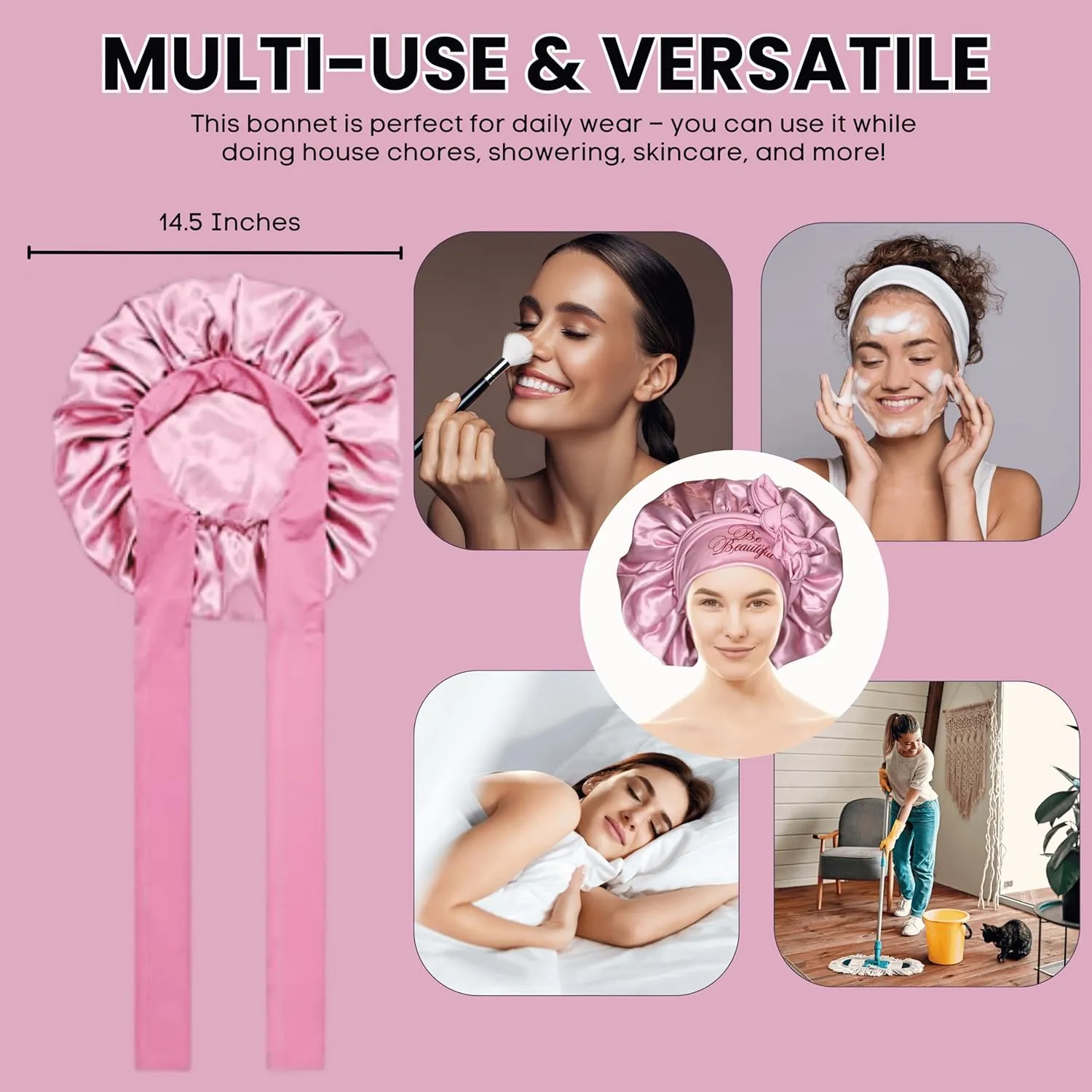 Silk Sleeping Bonnets for Hair Health Protection, Moisture Retention, Frizz-Free