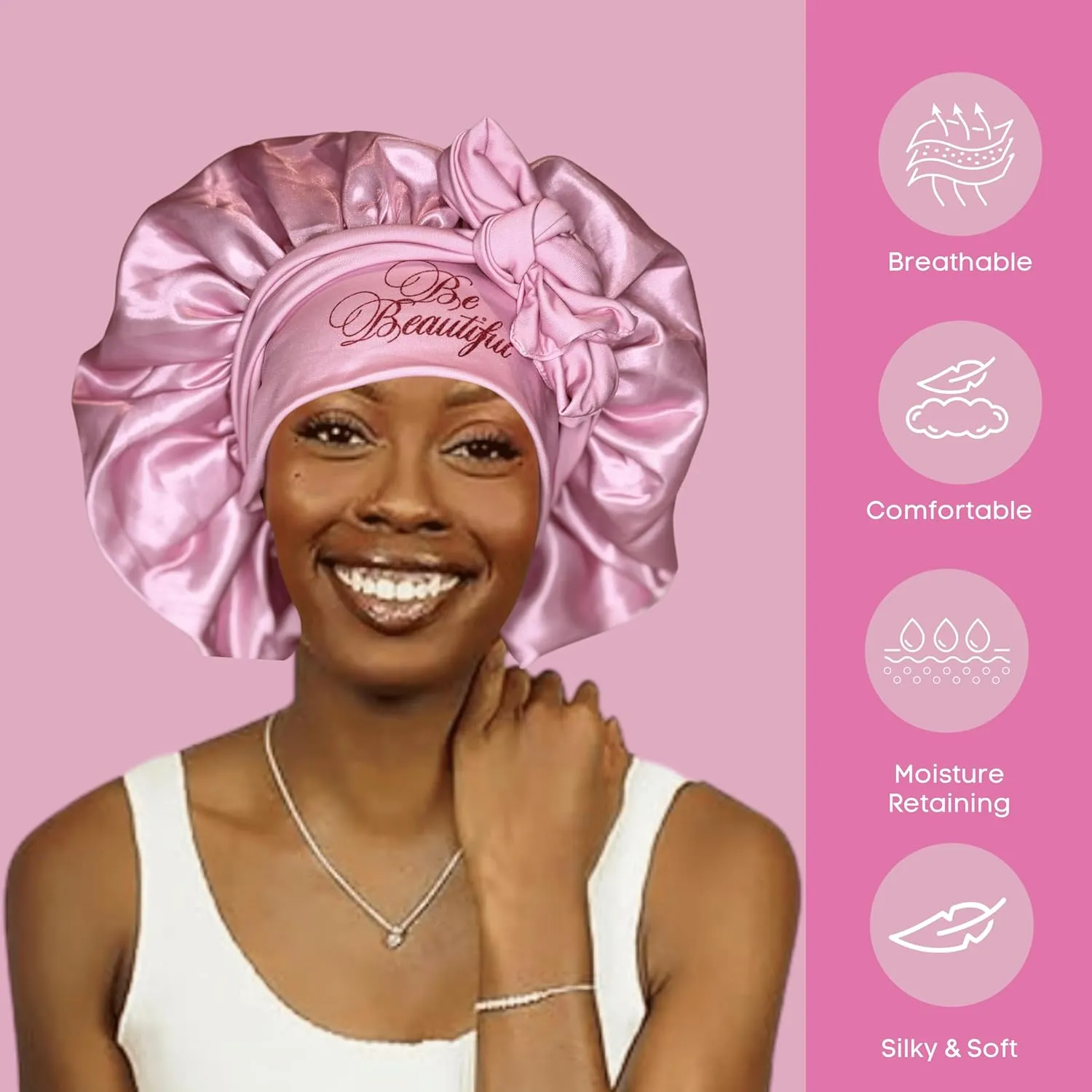 Silk Sleeping Bonnets for Hair Health Protection, Moisture Retention, Frizz-Free