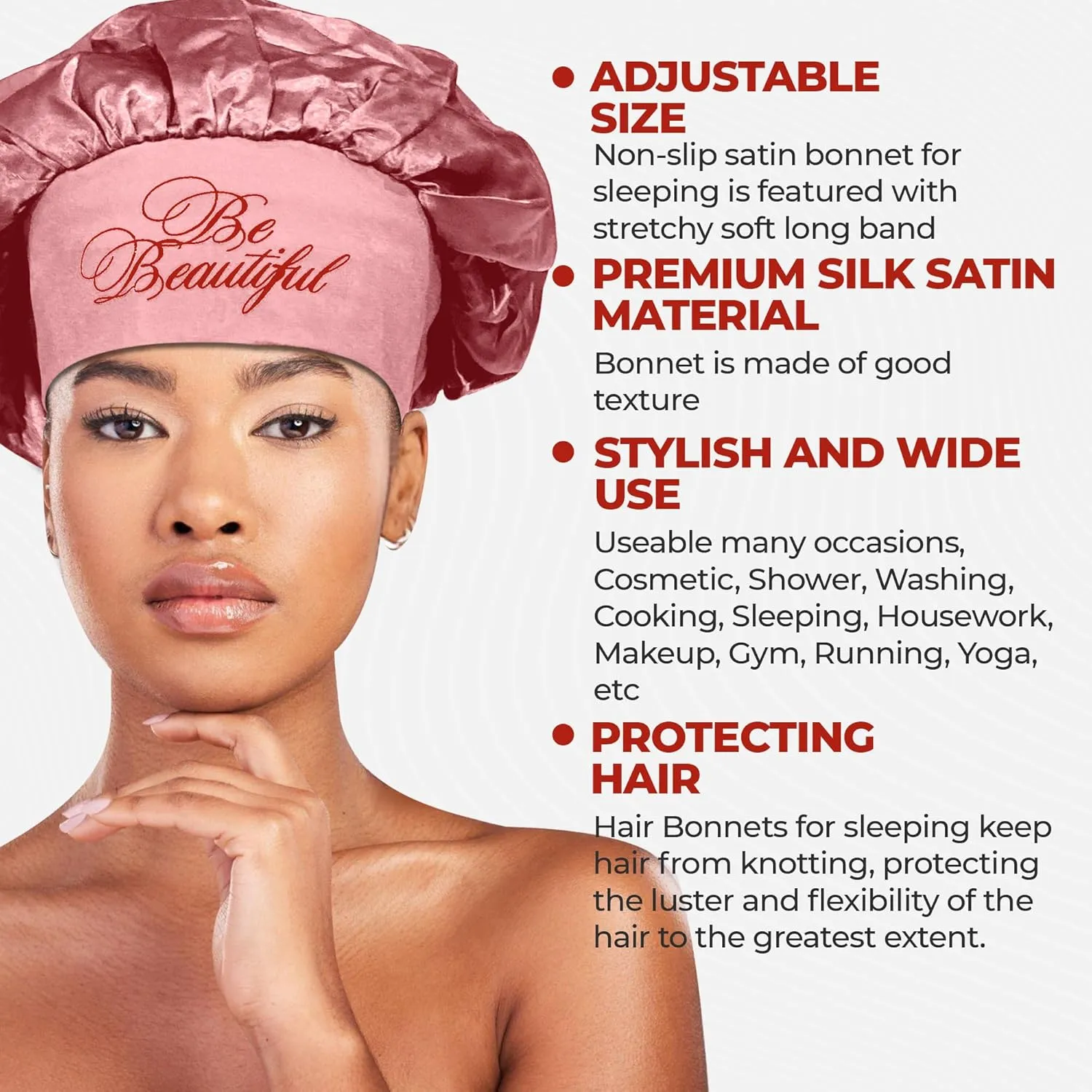 Silk Sleeping Bonnets for Hair Health Protection, Moisture Retention, Frizz-Free