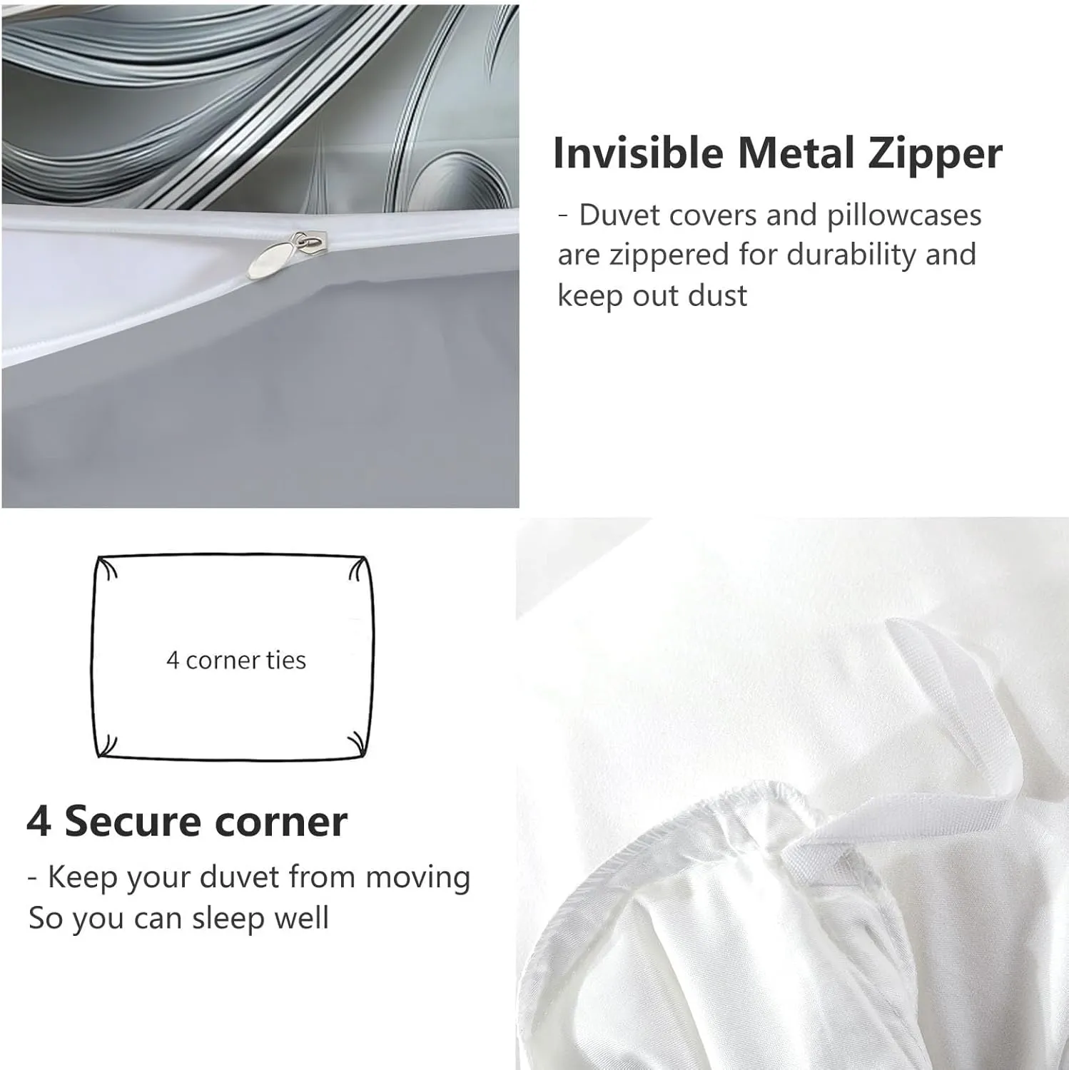 Silver California King Duvet Cover Dream Vortex Magnolia 3D Cal King Bedding Set 3 Pieces, Soft and Breathable Microfiber Comforter Cover with 2 Pillow Shams, for All Season