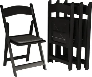 SIMPLEX 48 Black Resin Stackable Folding Chair - Comfortable Black Foldable Chair - Folding Chairs with Padded Seats - Indoor/Outdoor Folding Chairs for Events - Lightweight Foldable Chairs (48 Pack)
