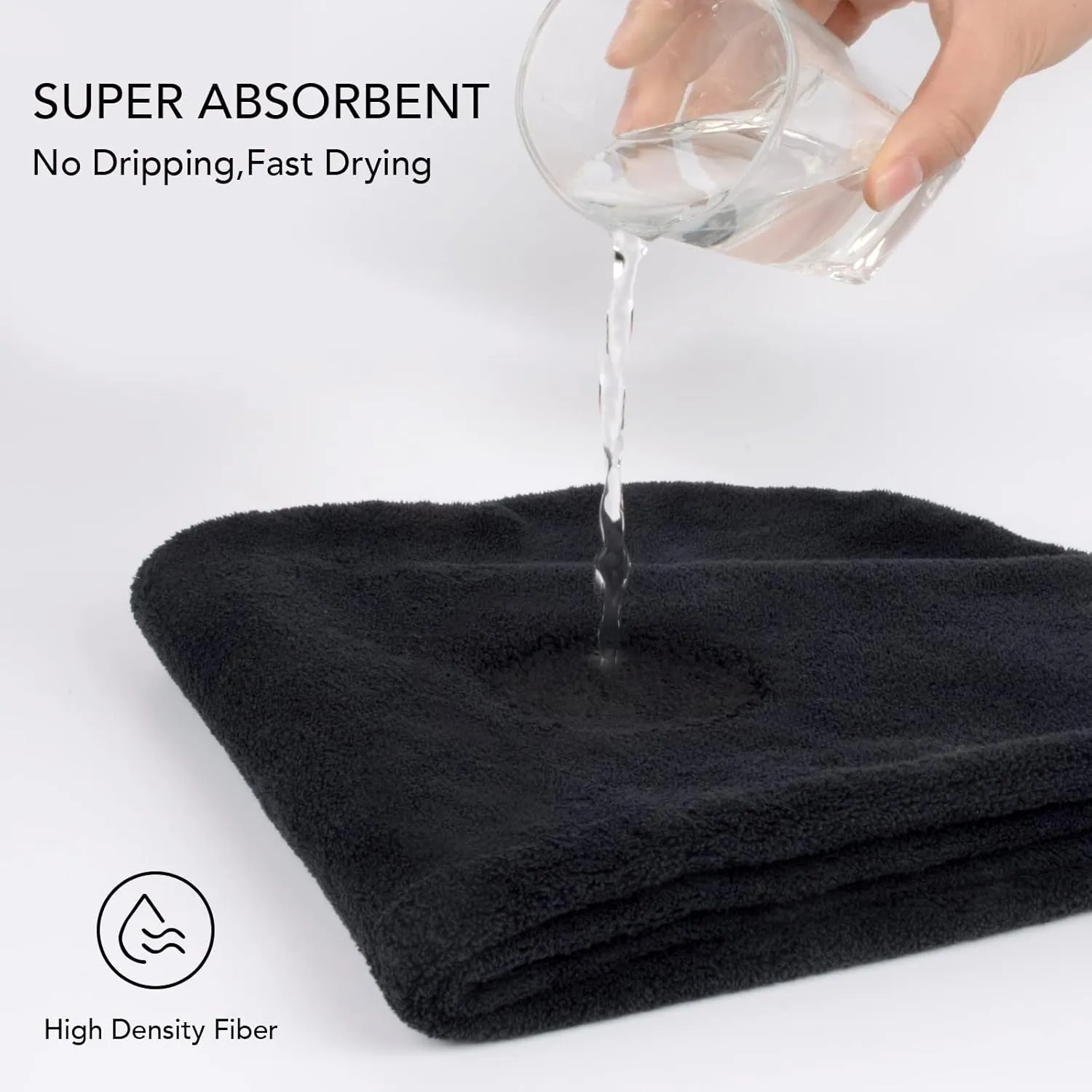 SINLAND Microfiber Hair Drying Cap Hair Towel Turban Twist for Women Fast Drying Towels Head Turban Absorbent Soft Lightweight 3 Pack Black