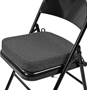 SINOSSO Thickened 2" Memory Foam Folding Chair Cushion 1 Pcs, Square Kitchen Chair Pad with Ties, Indoor Non-Slip Dining Chair Seat Cushion (1 Pcs, Dark Gray)