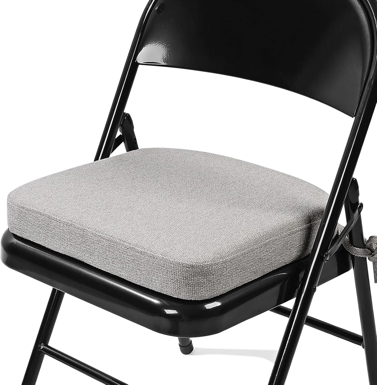 SINOSSO Thickened 2" Memory Foam Folding Chair Cushion 1 Pcs, Square Kitchen Chair Pad with Ties, Indoor Non-Slip Dining Chair Seat Cushion (1 Pcs, Light Gray)