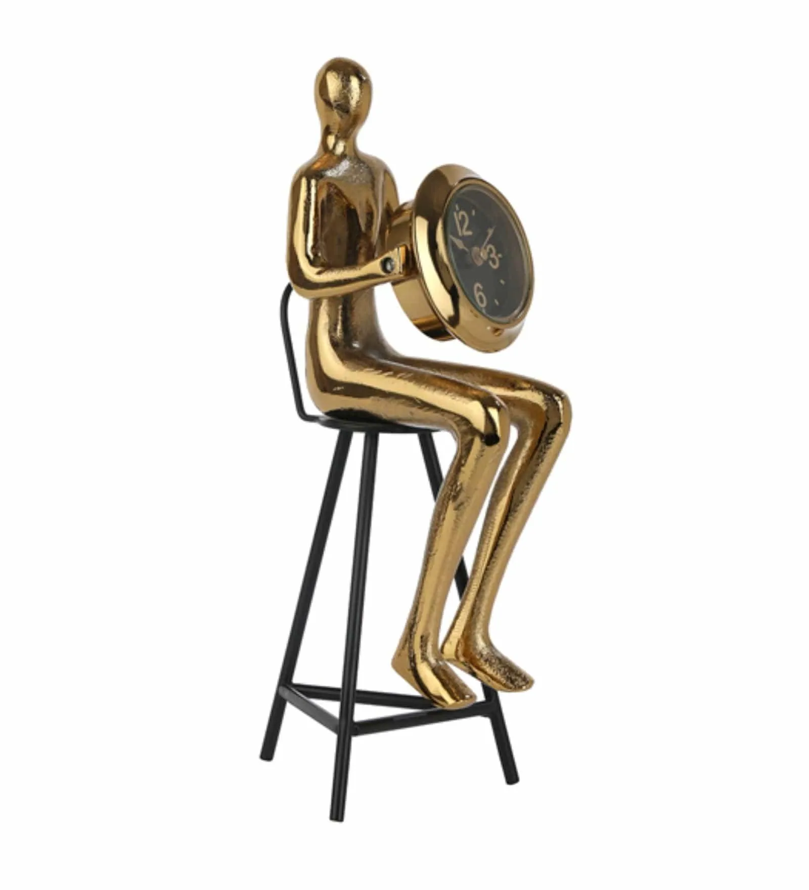 Sitting Man Clock In Gold,