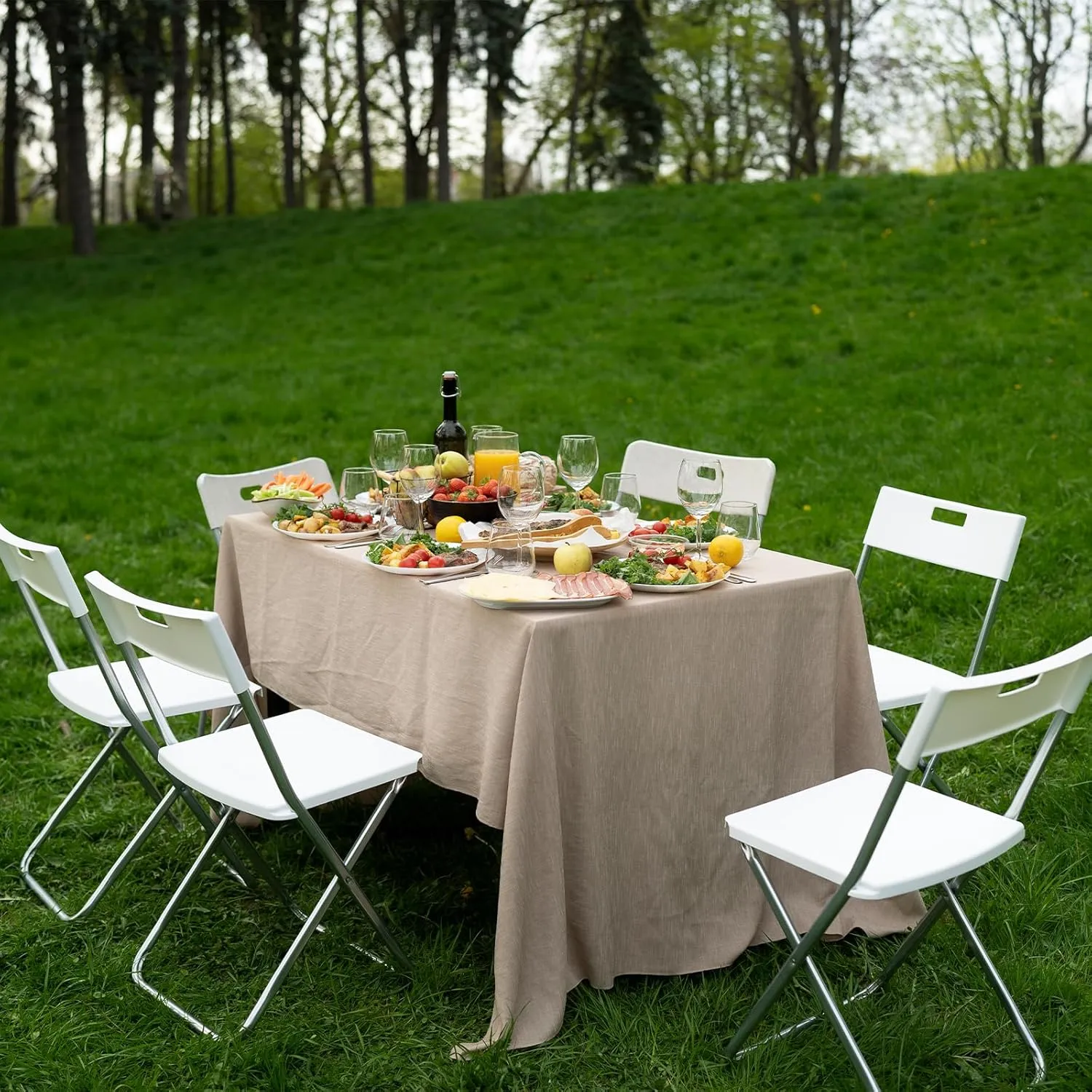 SKOK 330lbs Folding Picnic Table 4/6/8 Foot Adjustable Height, 4/6/8FT Plastic Table Portable w/Handle, Utility Commercial Craft Sewing Card Table w/Heavy Duty Frame for Party Events