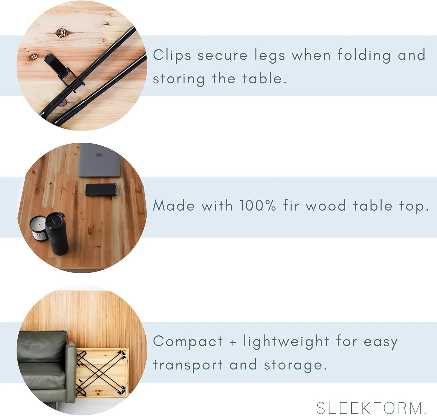 Sleekform Wood Folding Table - Portable Folding Desk - No Assembly Easy Fold Desks for Small Spaces - Space Saving Collapsible Computer Tables for Work, Writing, Crafts