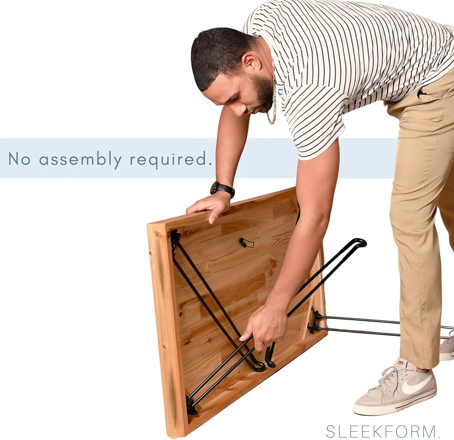 Sleekform Wood Folding Table - Portable Folding Desk - No Assembly Easy Fold Desks for Small Spaces - Space Saving Collapsible Computer Tables for Work, Writing, Crafts
