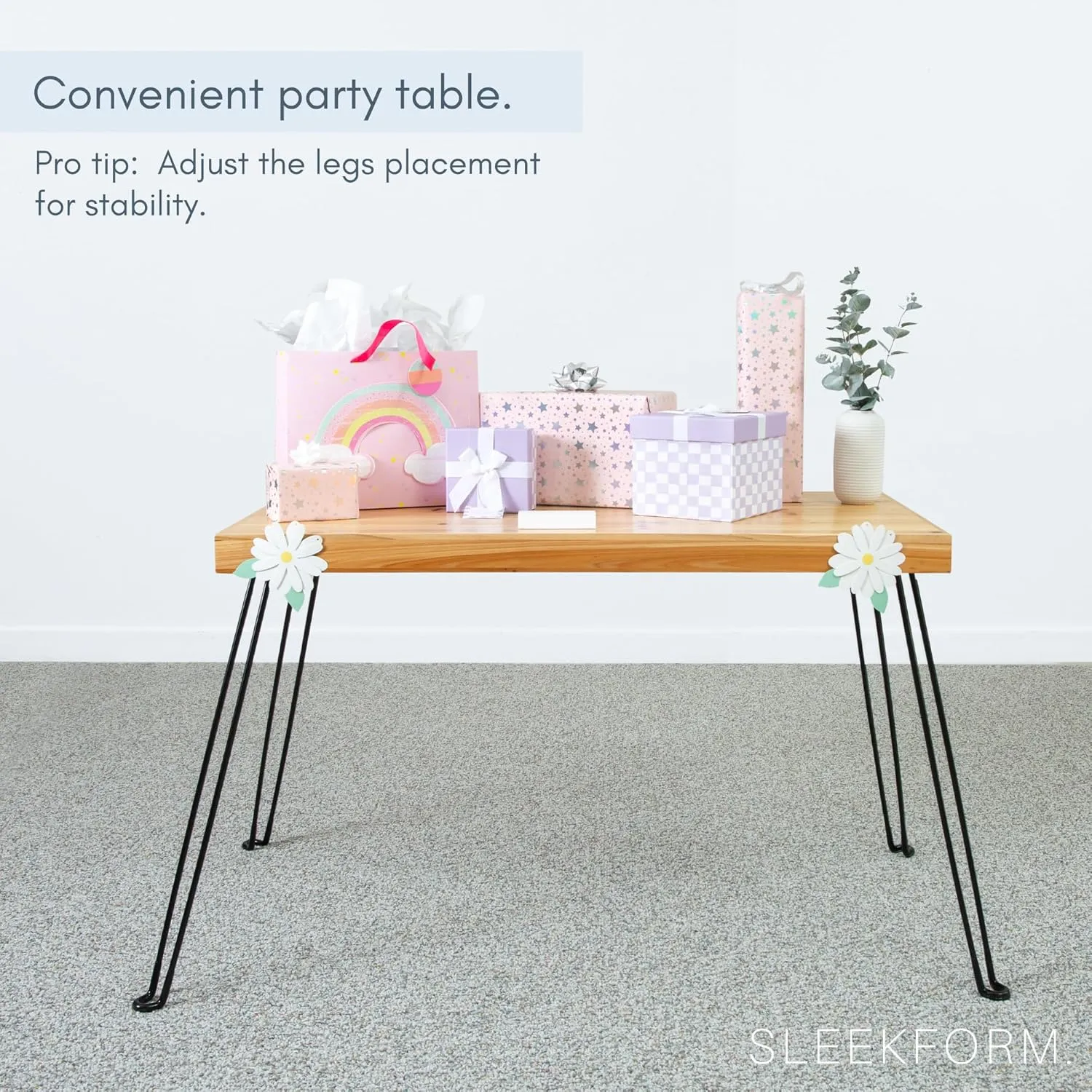 Sleekform Wood Folding Table - Portable Folding Desk - No Assembly Easy Fold Desks for Small Spaces - Space Saving Collapsible Computer Tables for Work, Writing, Crafts