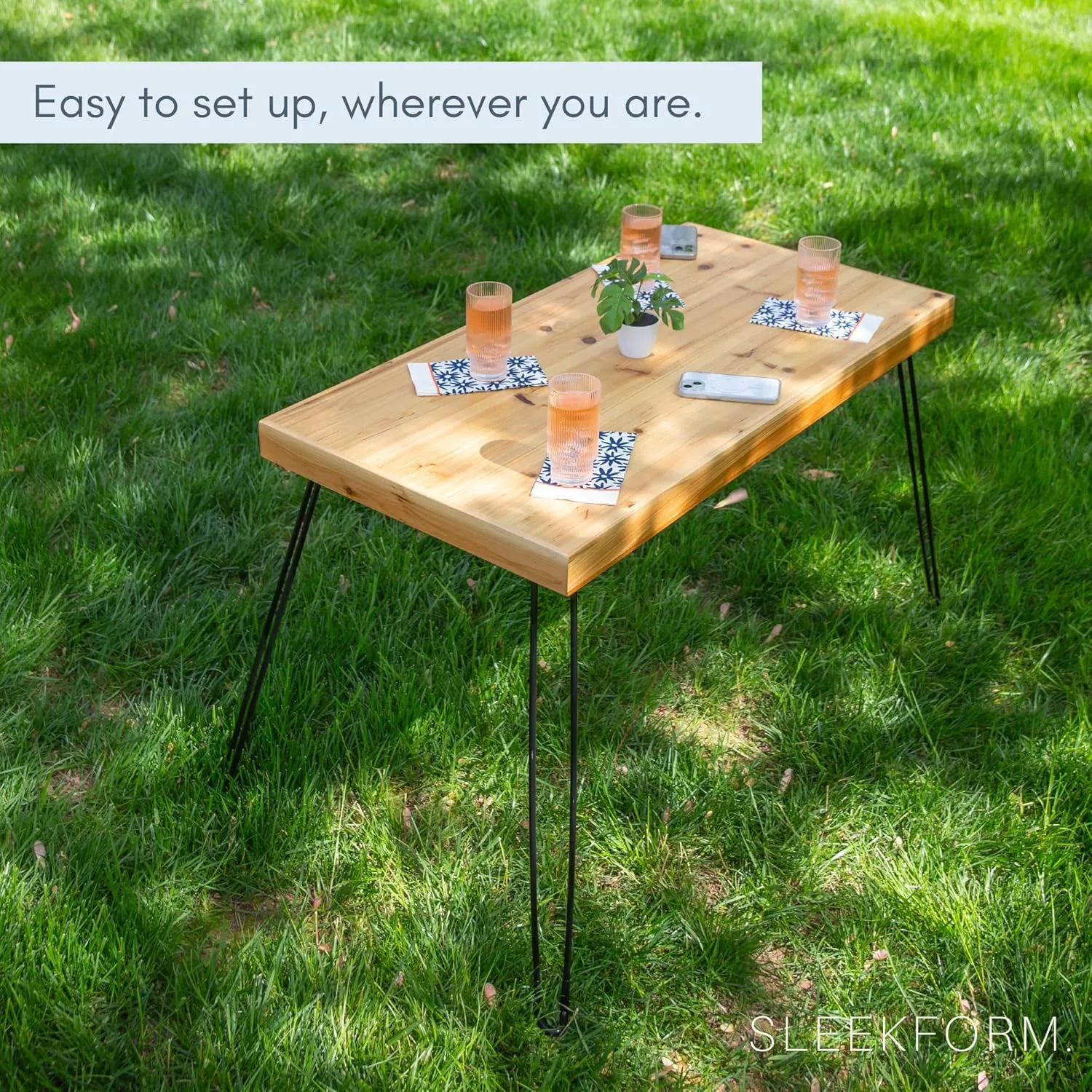 Sleekform Wood Folding Table - Portable Folding Desk - No Assembly Easy Fold Desks for Small Spaces - Space Saving Collapsible Computer Tables for Work, Writing, Crafts