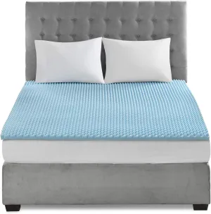 Sleep Philosophy Gel Infused Memory Foam Mattress Topper Luxurious, All Season Enhanced Bed Support, Queen, 1.5" Thick, Without Cover Blue