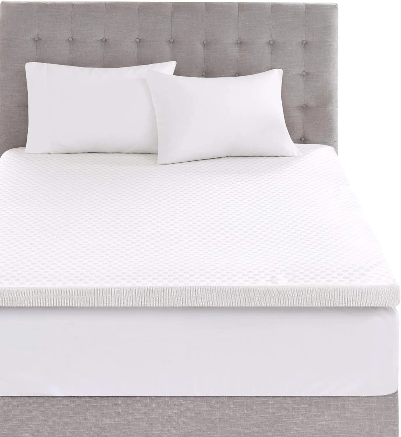 Sleep Philosophy Gel Infused Memory Foam Mattress Topper Luxurious All Season Enhanced Bed Support, Queen(3" Thick), Removable Cooling Cover