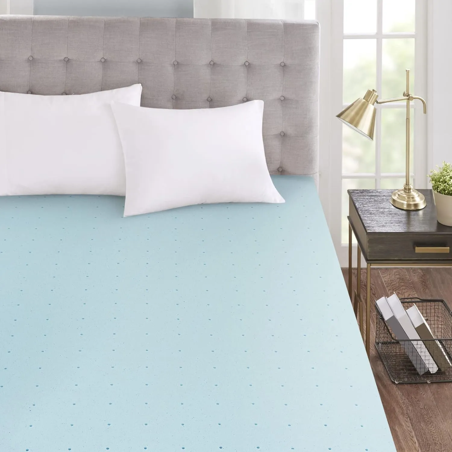 Sleep Philosophy Gel Infused Memory Foam Mattress Topper Luxurious All Season Enhanced Bed Support, Queen(3" Thick), Removable Cooling Cover