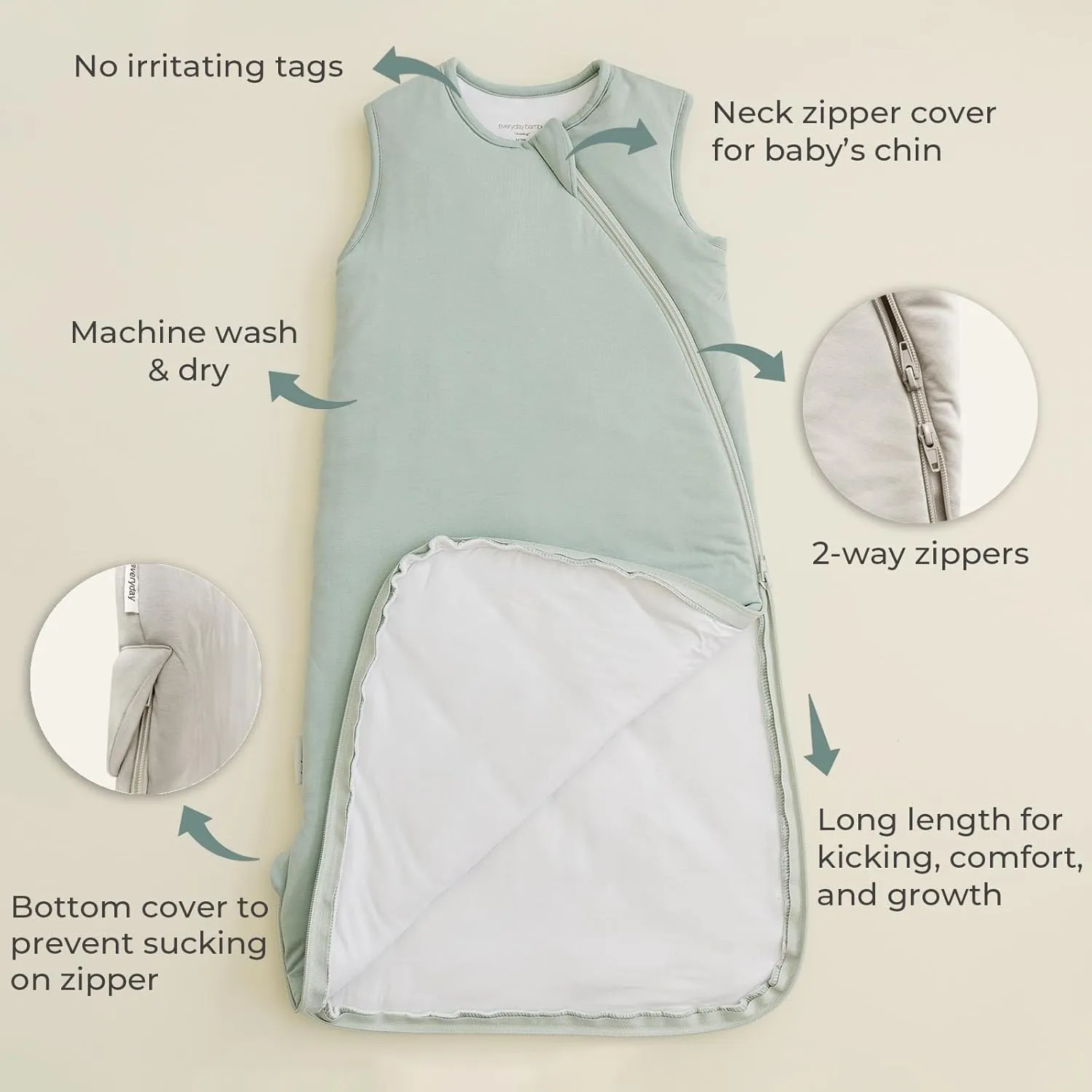 Sleep Sack 0.5 Tog - Rayon made from Bamboo Baby Sleeping Bag, Wearable Blanket, Unisex