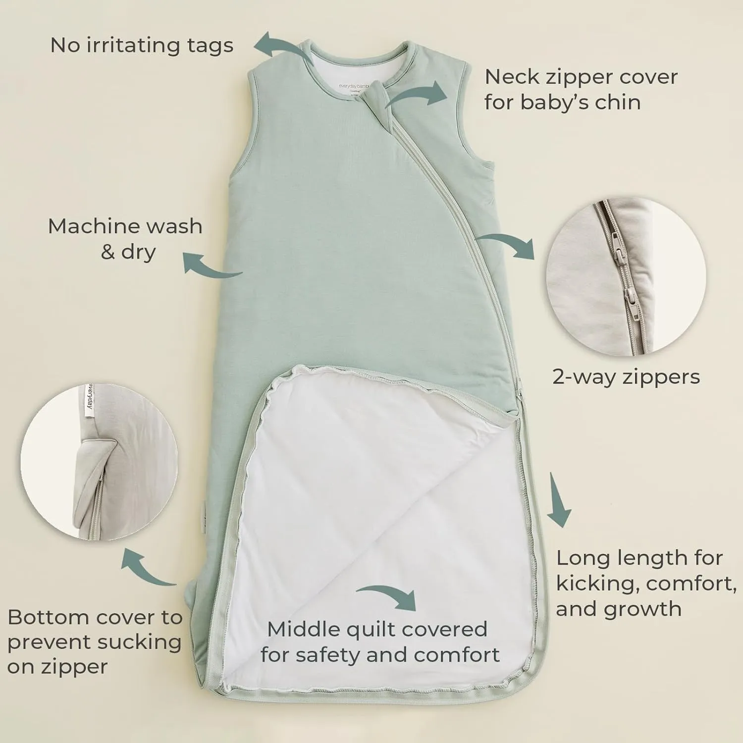 Sleep Sack 1.0 Tog - Rayon made from Bamboo Baby Sleeping Bag, Wearable Blanket, Unisex