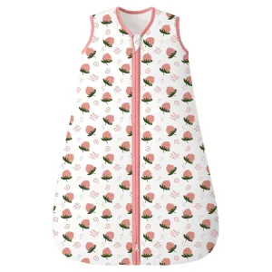 Sleep Sack 6-12 Months TOG 2.5 Winter Baby Wearable Blanket, 100% Cotton Newborn Infant Sleeping Sack with 2-Way Zipper Warm Soft Baby Sleep Sack Strawberry