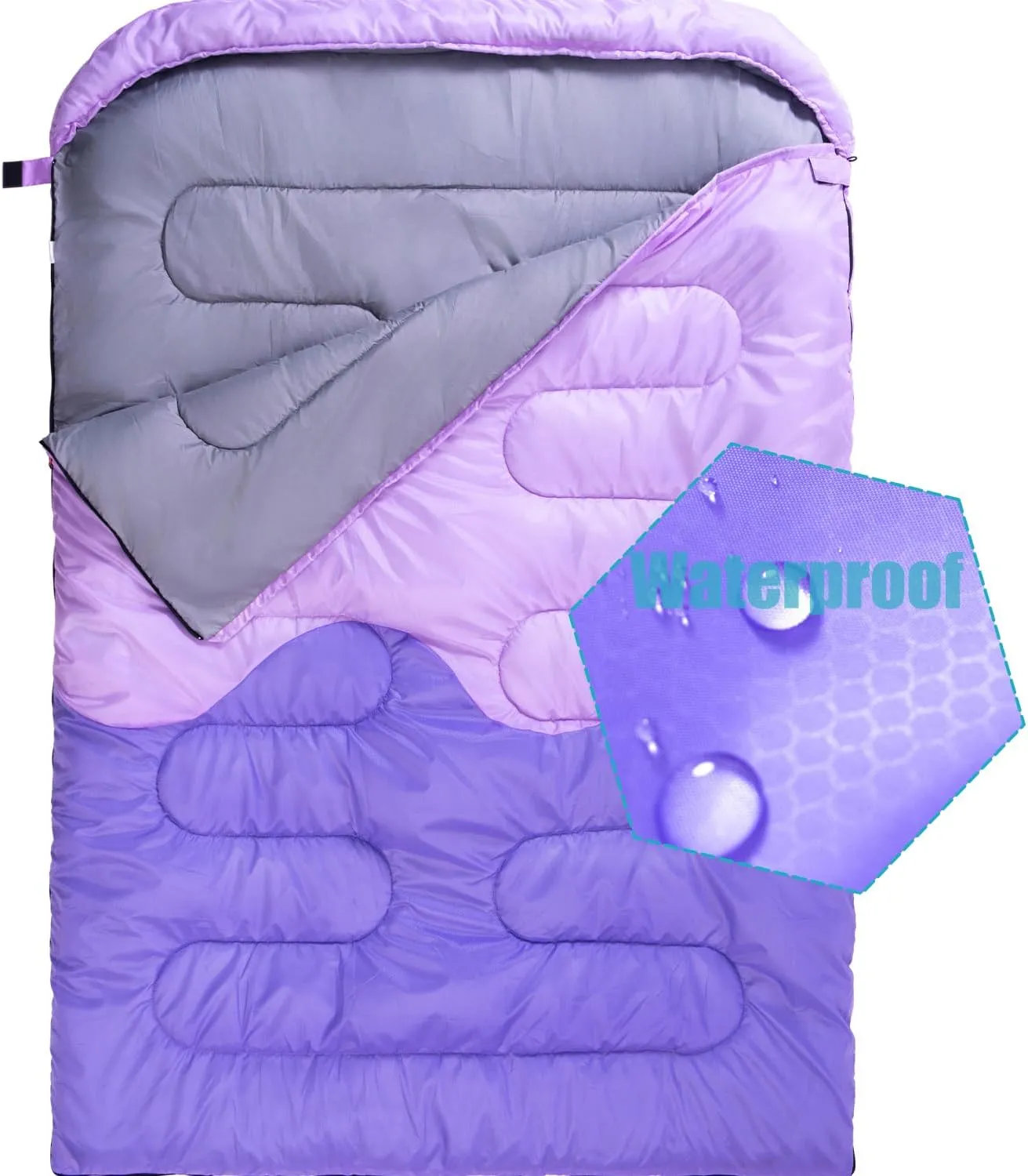 Sleeping Bag - Double Camping Sleeping Bags 2 Person for Adults Kids Boys Girls for Hiking Backpacking - Warm Cold Weather Lightweight Portable with Compression Bag for Indoors Outdoors Activities