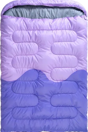 Sleeping Bag - Double Camping Sleeping Bags 2 Person for Adults Kids Boys Girls for Hiking Backpacking - Warm Cold Weather Lightweight Portable with Compression Bag for Indoors Outdoors Activities