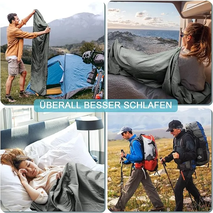 Sleeping Bag Liner, Adult Sleep Sack & Travel Sheets, Lightweight Single and Portable Camping Sleeping Bag Liners - Ideal for Traveling, Hostels and Camping