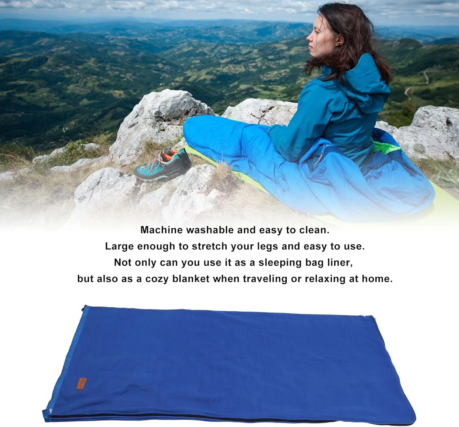 Sleeping Bag Liner, Thick Soft Fleece Sleeping Bag Liner, Large Space Sleeping Sack for Camping Travel Backpacking Hiking