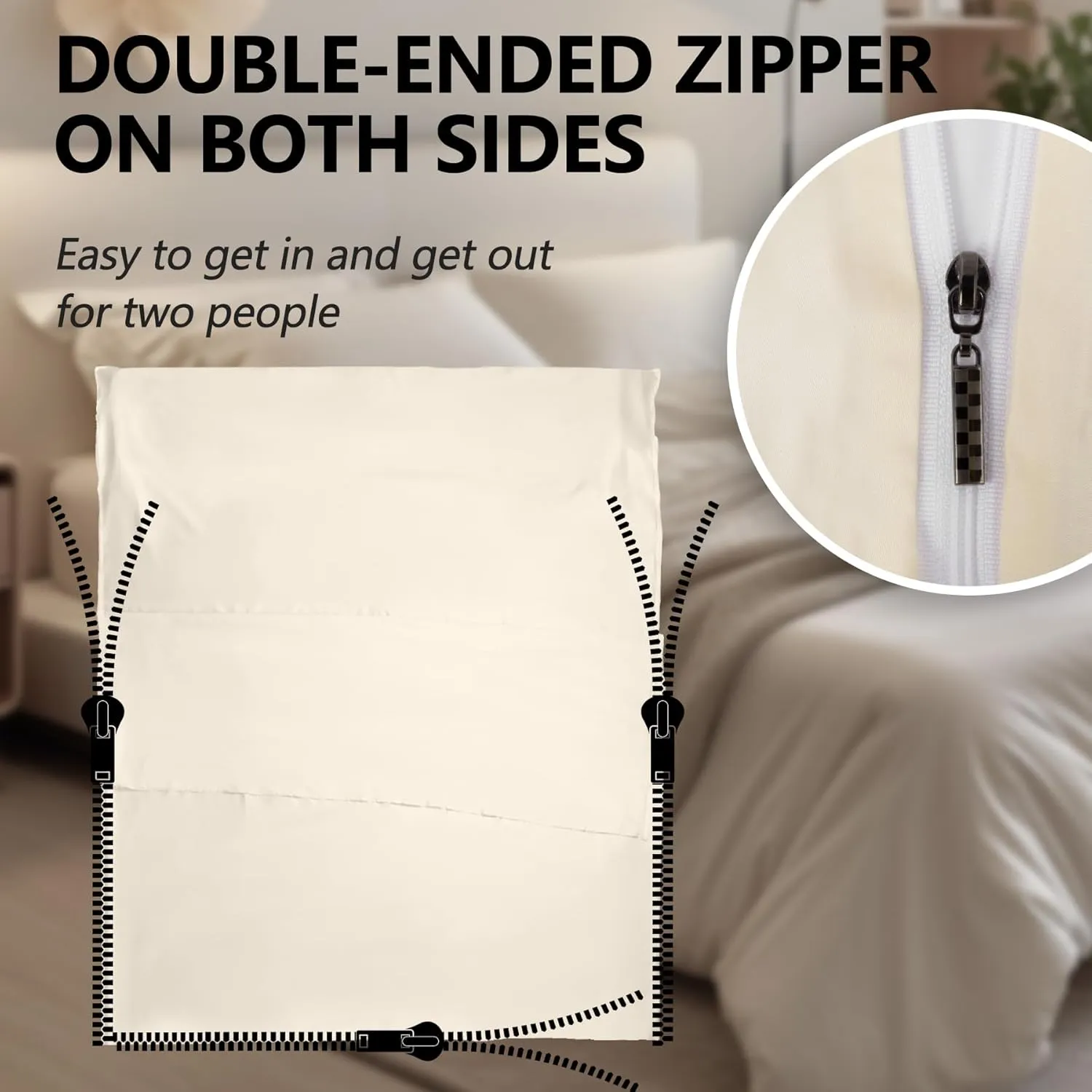 Sleeping Bag Liner,Long Staple Cotton, Adult Sleep Sack & Travel Sheets,Travel Sleep Sack for Backpacking, Hotels & Hostels Lightweight Travel Sheet Camping Sheets,Has Full Length Zipper