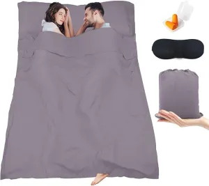 Sleeping Bag Liner,Travel Sheet & Adult Sleep Sack, Camping Sheets Travel Sleep Sack for Backpacking,Hotels & Hostels -Lightweight Single &Double Travel Sheet Camping Sheets