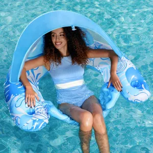 SLOOSH Pool Floats with Canopy Adult,XL Inflatable Pool Lounge Chairs with Cup Holders,Floating Chair for Adults,Inflatable Floaties with Headrest for Party Beach Summer Water Fun