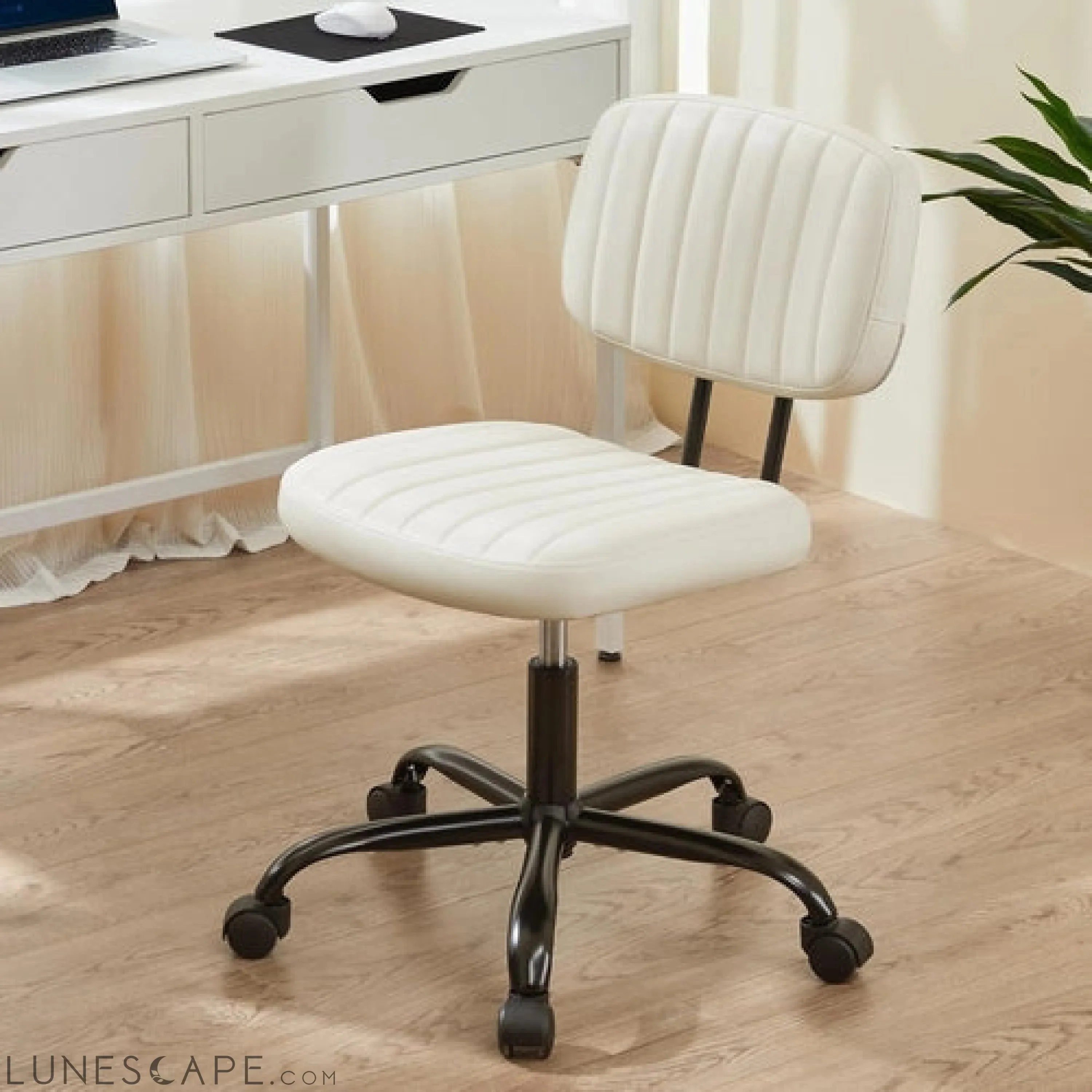 Small Office Computer Desk Chair with Wheels and Lumbar Support, Comfy