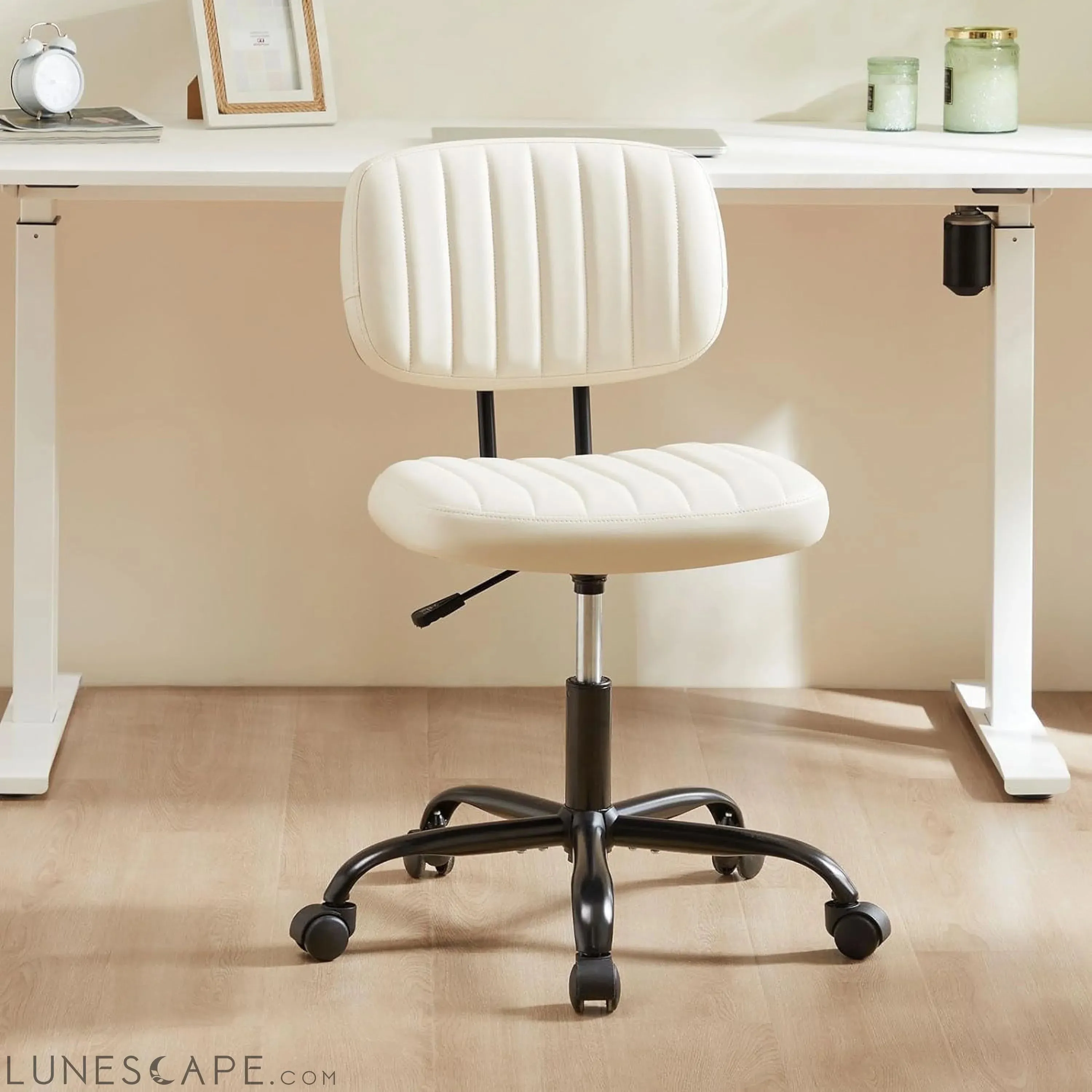 Small Office Computer Desk Chair with Wheels and Lumbar Support, Comfy