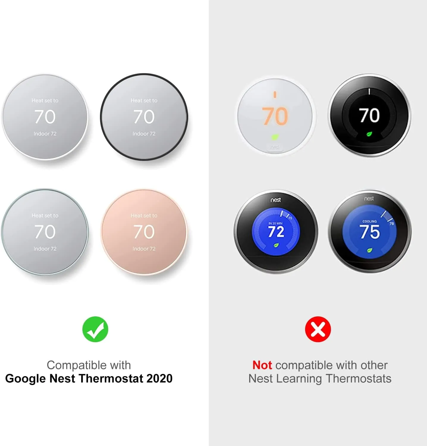 Snow Metal Plate Compatible for Google Nest Thermostat 2020,Nest Trim Plate,Google Nest Thermostat Wall Plate, Google Nest Cover Plate Trim Kit Accessory