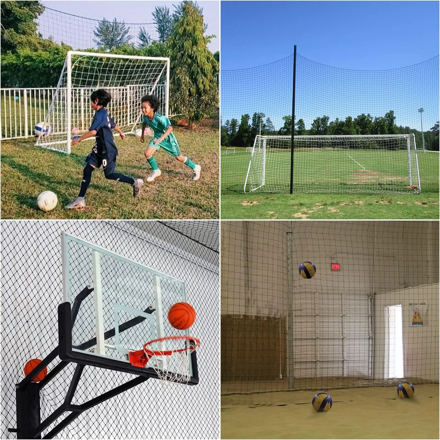 Soccer Backstop Net, High Impact Barrier Net, Nylon Practice Sports Netting 10x20ft/10x30ft/10x40ft (Installation Rope Included)