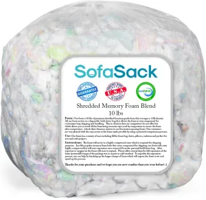 Sofa Sack Shredded Foam Refill: Memory Foam Filling Refill for Bean Bags, Dog Beds and Pillows, 10lbs, Multi-Color