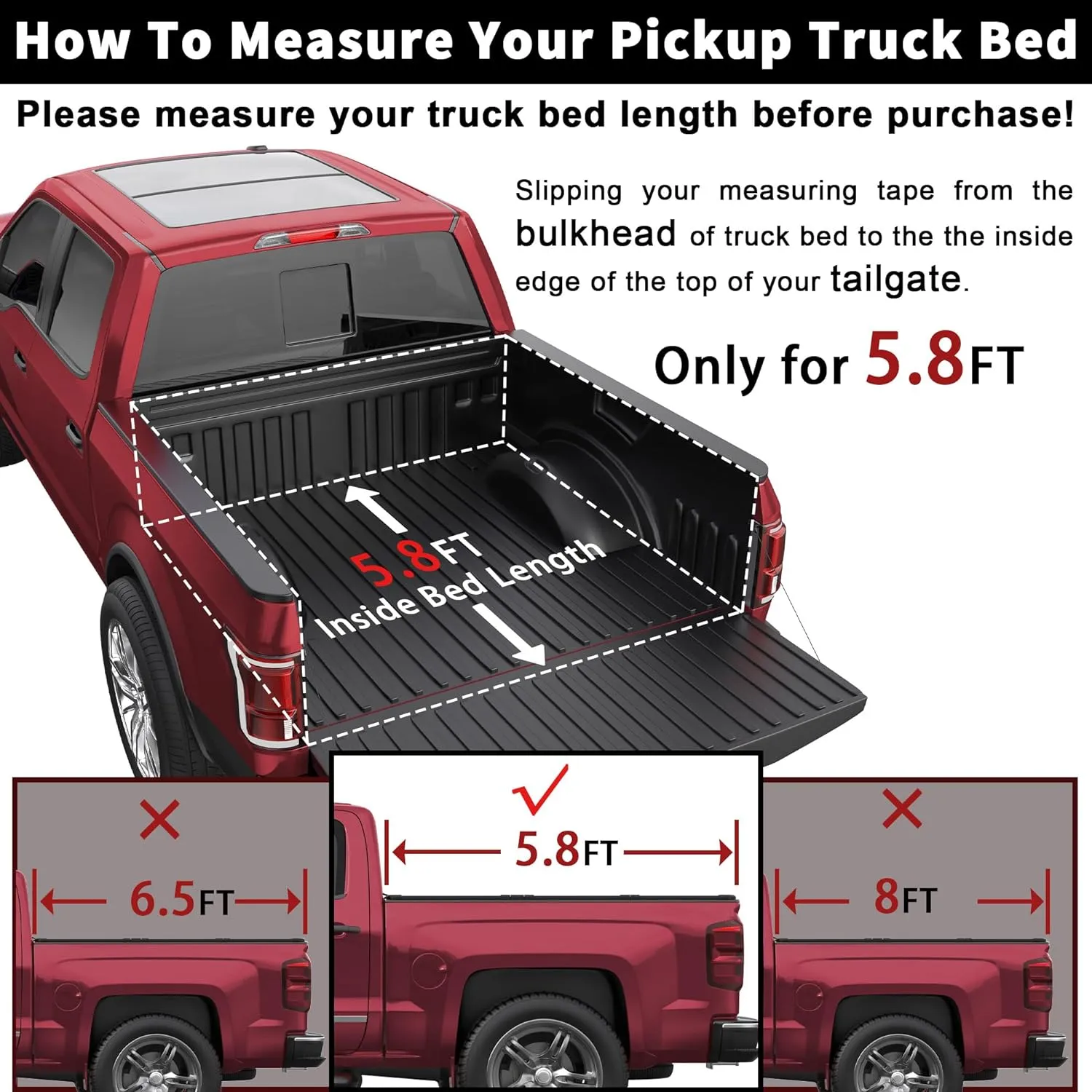 Soft Tri Fold Truck Bed Tonneau Cover Compatible for 2019-2024 2025Chevy Silverado/GMC Sierra 1500 Fleetside New Body Style 3-Fold 5.8FT 69.3Inch