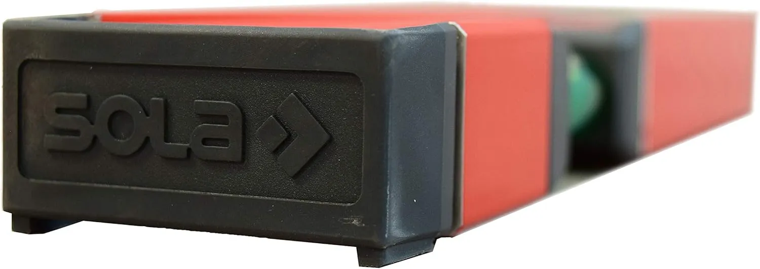 SOLA LSB16 Big Red Aluminum Box Beam Level with 2 60% Magnified Vials, 16-Inch