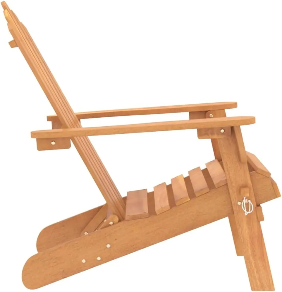 Solid Acacia Wood Adirondack Chair for Patio Outdoor Foldable Lounge Furniture with Ergonomic Design 35.4" Height Oil-Finished Weather-Resistant