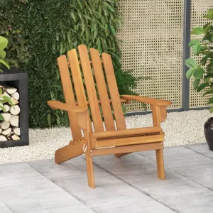 Solid Acacia Wood Adirondack Chair for Patio Outdoor Foldable Lounge Furniture with Ergonomic Design 35.4" Height Oil-Finished Weather-Resistant