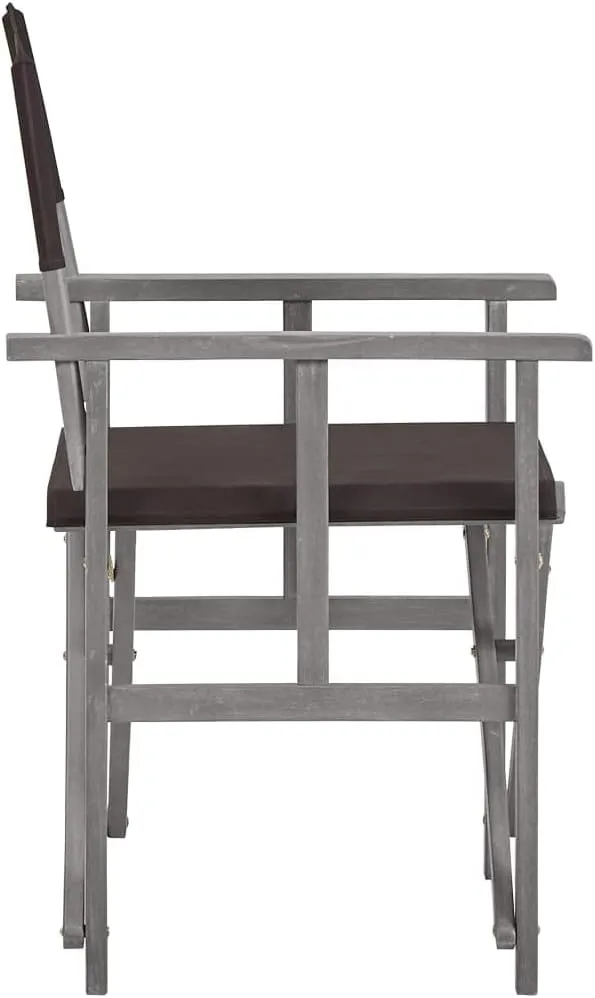 Solid Acacia Wood Director Chairs 2 Pack Foldable Outdoor Chairs with Black Fabric, Gray Wash Frame for Camping Beach Patio Lawn Backyard Lounge