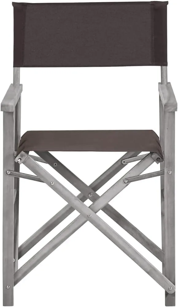 Solid Acacia Wood Director Chairs 2 Pack Foldable Outdoor Chairs with Black Fabric, Gray Wash Frame for Camping Beach Patio Lawn Backyard Lounge