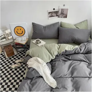 Solid Color King Duvet Cover Set Bedding Set Black Quilt Cover Set Skin Friendly Fabric Bedding Cover Set(B,Twin Size 4pcs)
