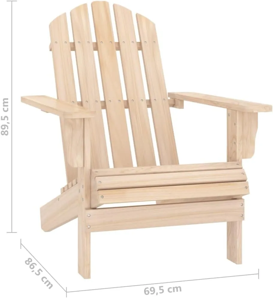 Solid Fir Wood Adirondack Chair for Patio Outdoor Relaxation, Sturdy Lounge Chair with Ergonomic Design and 242.5lb Capacity for Backyard Poolside Beach Camping