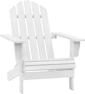 Solid Hardwood Patio Chair Outdoor Lounge Chair White Weather-Resistant Classic Design for Garden, Backyard, Poolside Relaxing (37.8" D x 36.2" H)