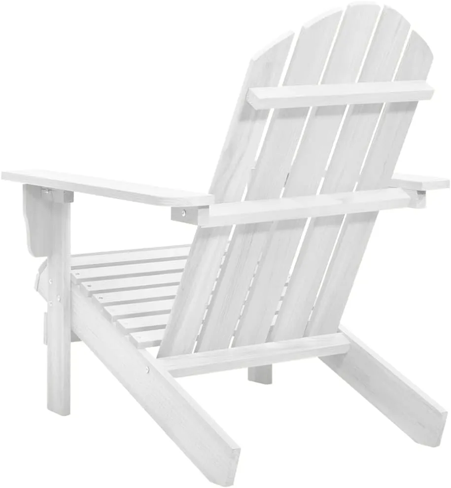 Solid Hardwood Patio Chair Outdoor Lounge Chair White Weather-Resistant Classic Design for Garden, Backyard, Poolside Relaxing (37.8" D x 36.2" H)