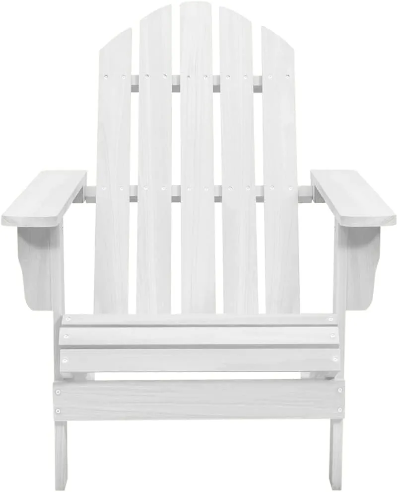 Solid Hardwood Patio Chair Outdoor Lounge Chair White Weather-Resistant Classic Design for Garden, Backyard, Poolside Relaxing (37.8" D x 36.2" H)