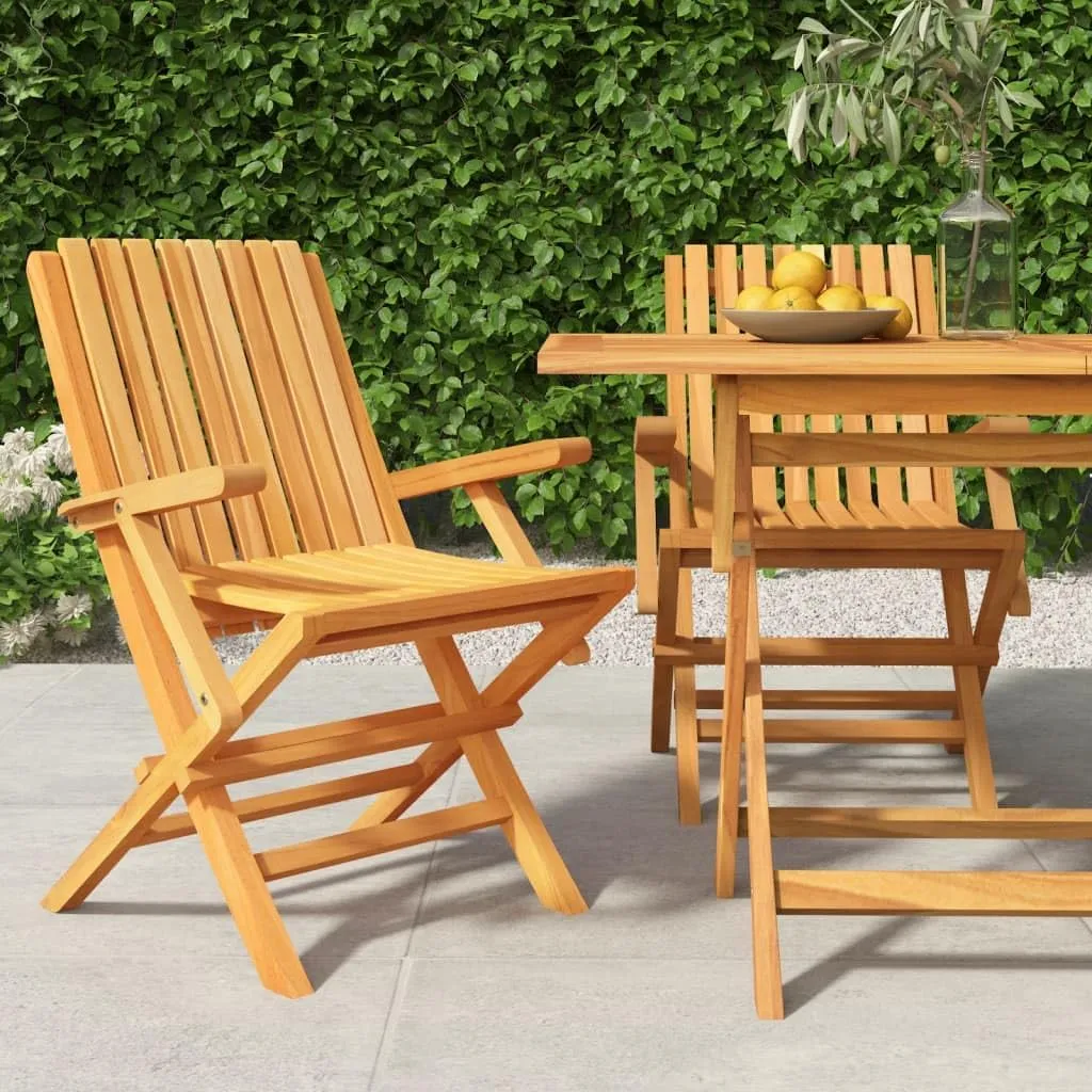 Solid Teak Wood Folding Patio Chairs 2-Pack 24"x26.4"x35.4" Outdoor Furniture Foldable Lounge Seating for Backyard, Poolside, Camping