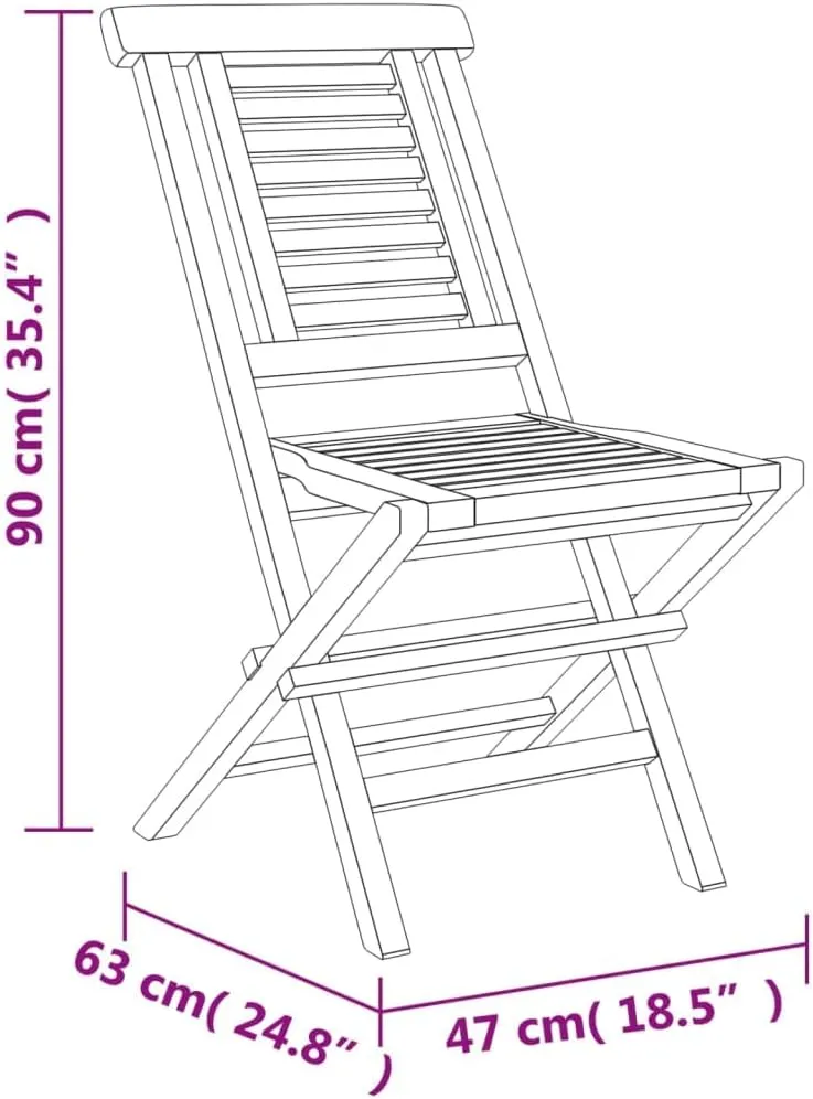 Solid Teak Wood Folding Patio Chairs 6 Pcs 18.5"x24.8"x35.4" Outdoor Furniture Foldable Lounge Chairs for Beach Camping Poolside