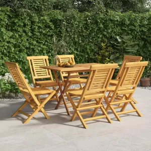 Solid Teak Wood Folding Patio Chairs 6 Pcs 18.5"x24.8"x35.4" Outdoor Furniture Foldable Lounge Chairs for Beach Camping Poolside