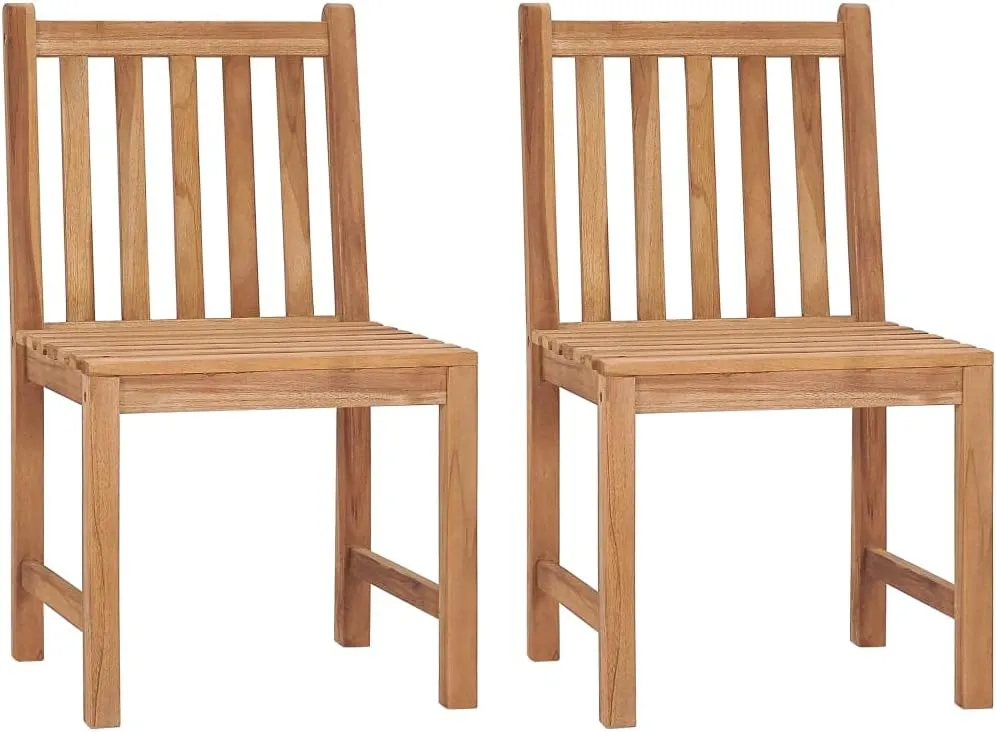 Solid Teak Wood Patio Chairs Set of 2 with Gray Cushions, Outdoor Lounge Chairs Weather-Resistant Hardwood Furniture for Garden Poolside Deck