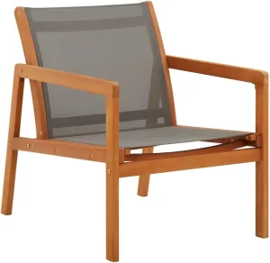 Solid Wood Patio Lounge Chair Gray with Textilene Fabric for Outdoor Relaxation in Garden Backyard Poolside - Eucalyptus Wood Weather-Resistant Chaise Lounge Chair Comfortable Support